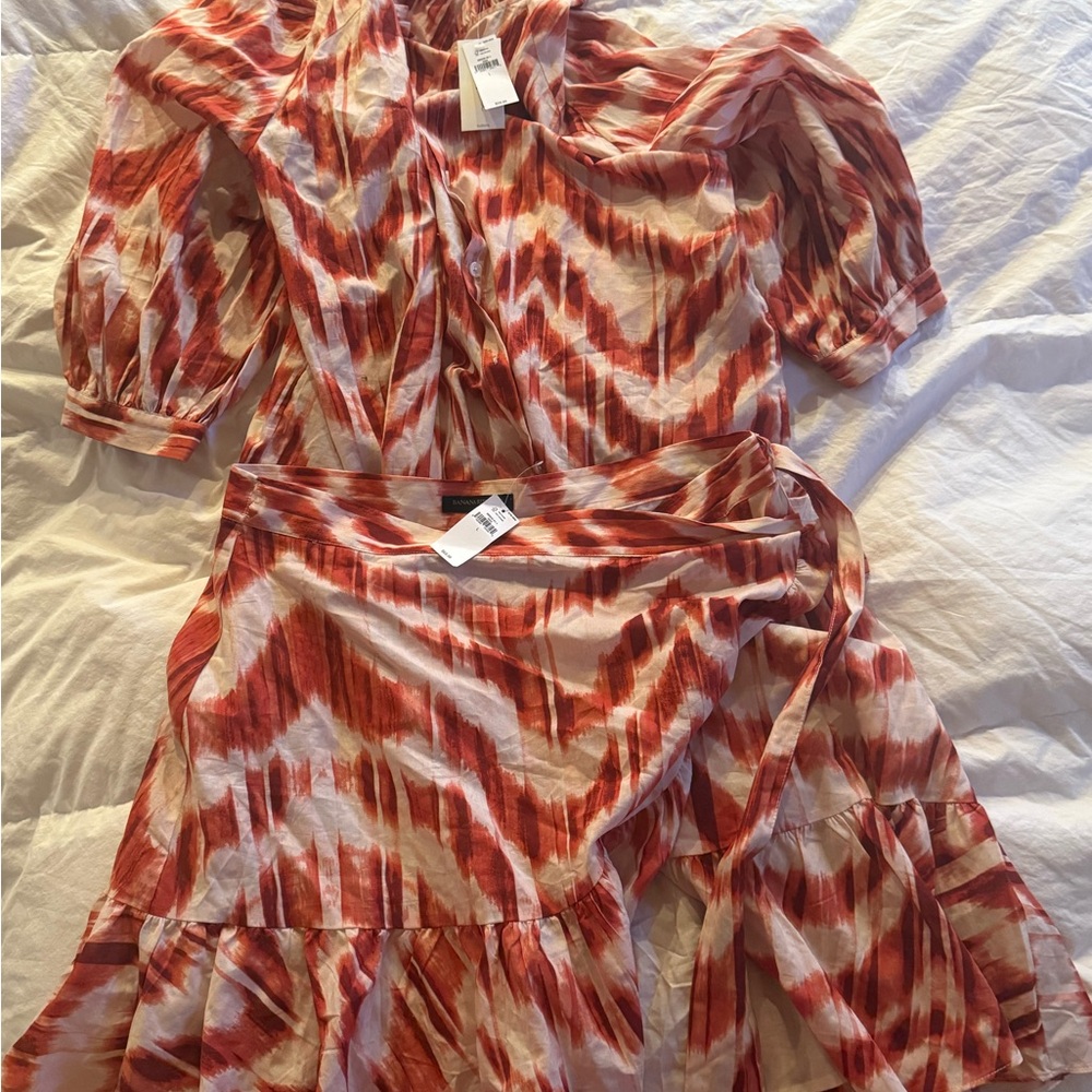 Banana Republic Red and White Wrap Dress